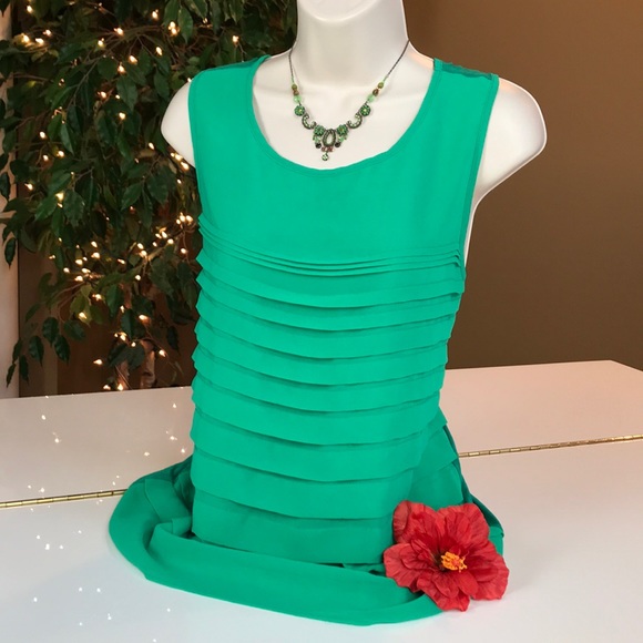 💐DANA BUCHMAN GREEN LAYERED TOP SIZE XL💐 - Picture 8 of 14
